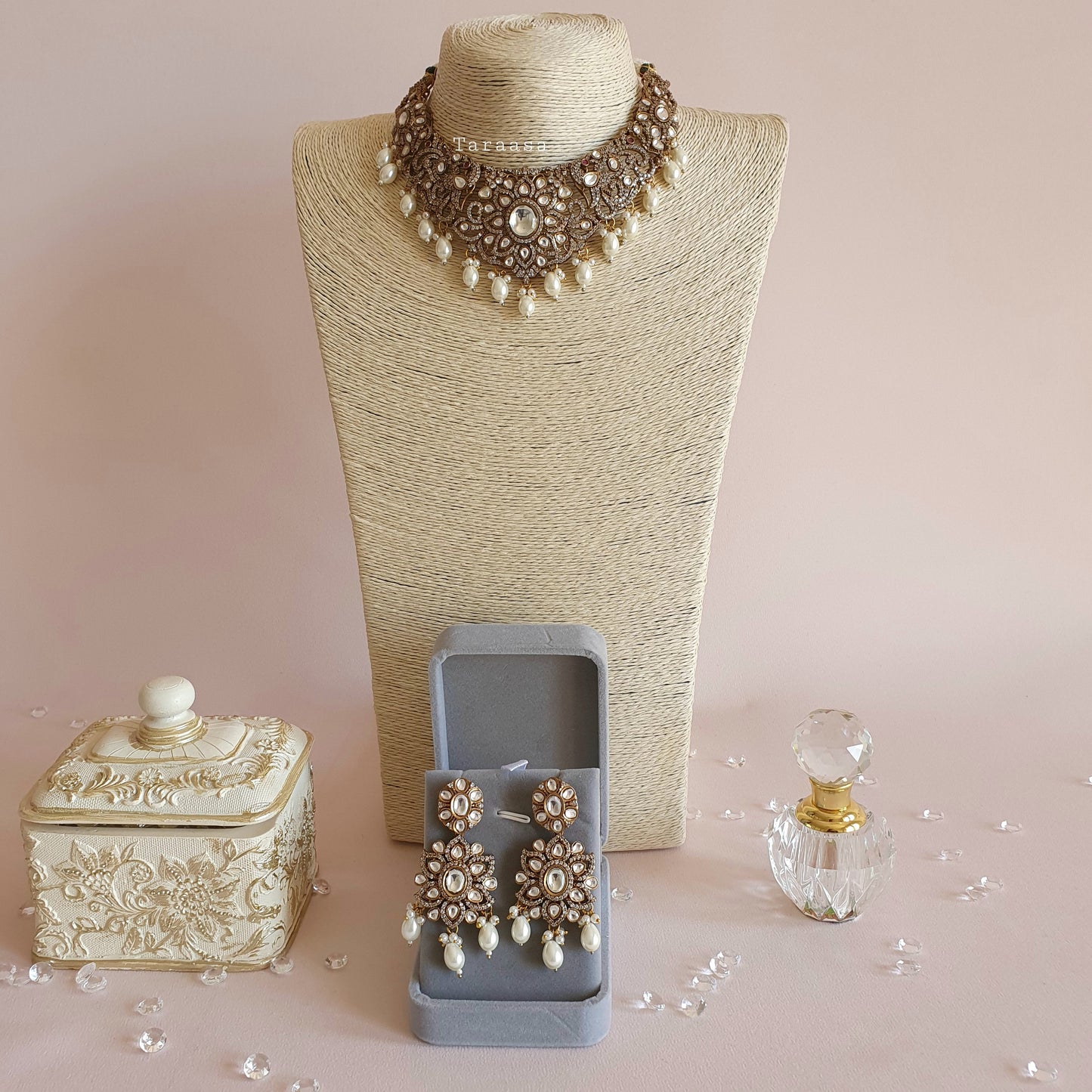 Peacock Kundan Choker Set - Pearl