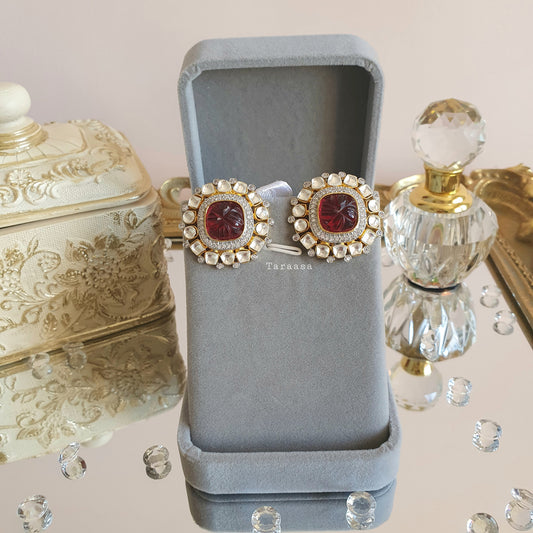 Royal Red Kundan Studs