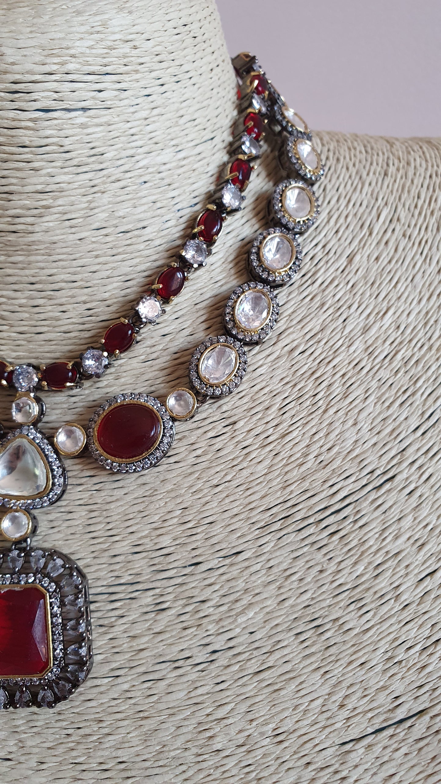 Double Kundan Ruby Choker