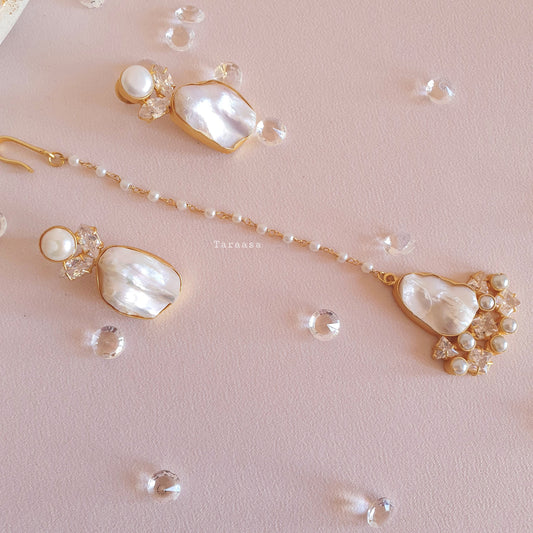 Freshwater Drop Earrings & Tikka Set