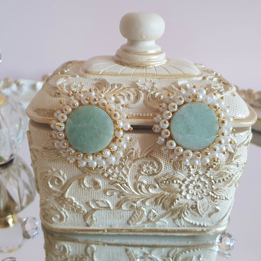 Amazonite Quartz Crystal Earrings