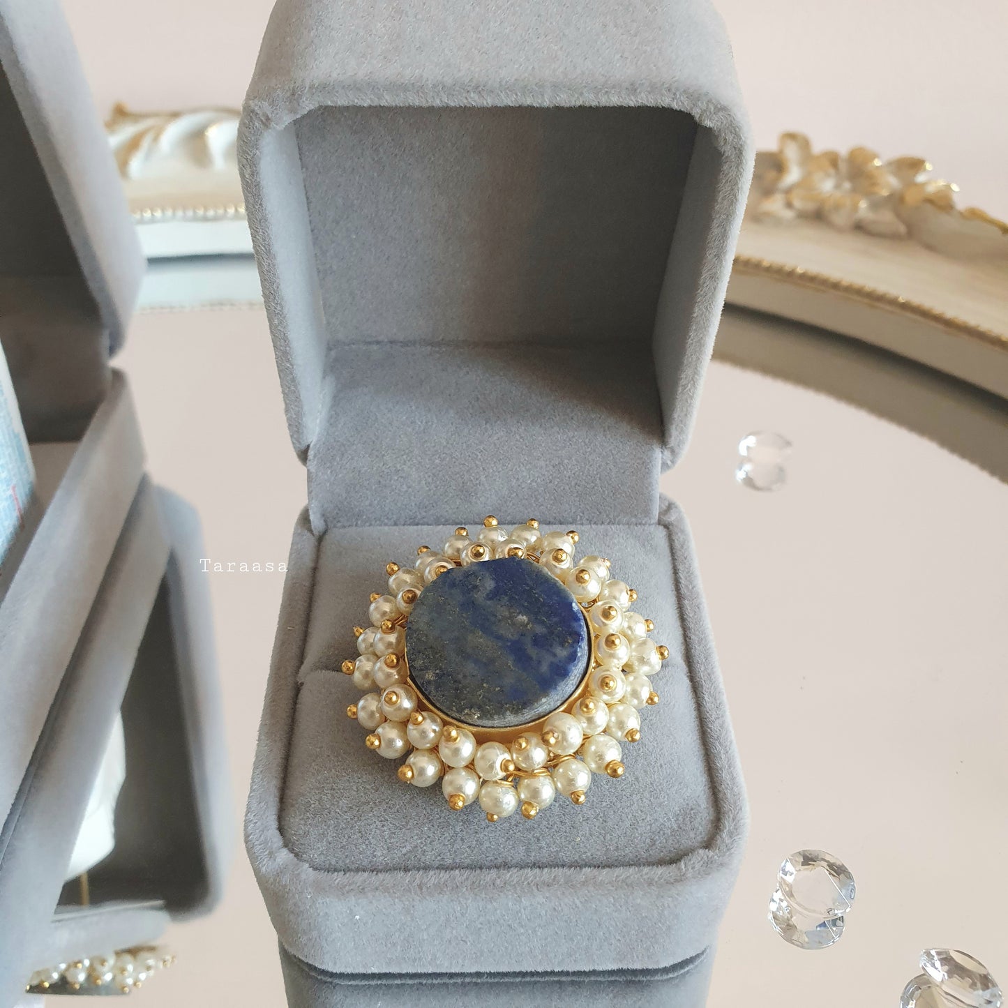 Sodalite Quartz Earring Ring Set