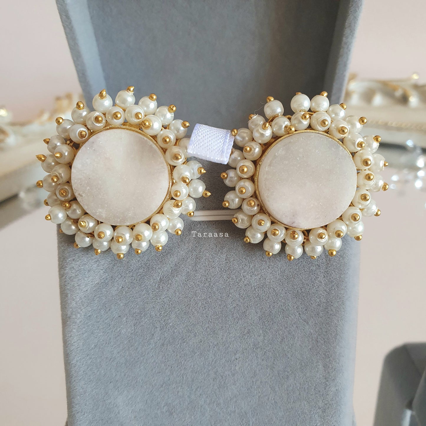 Rose Quartz Earring Ring Set