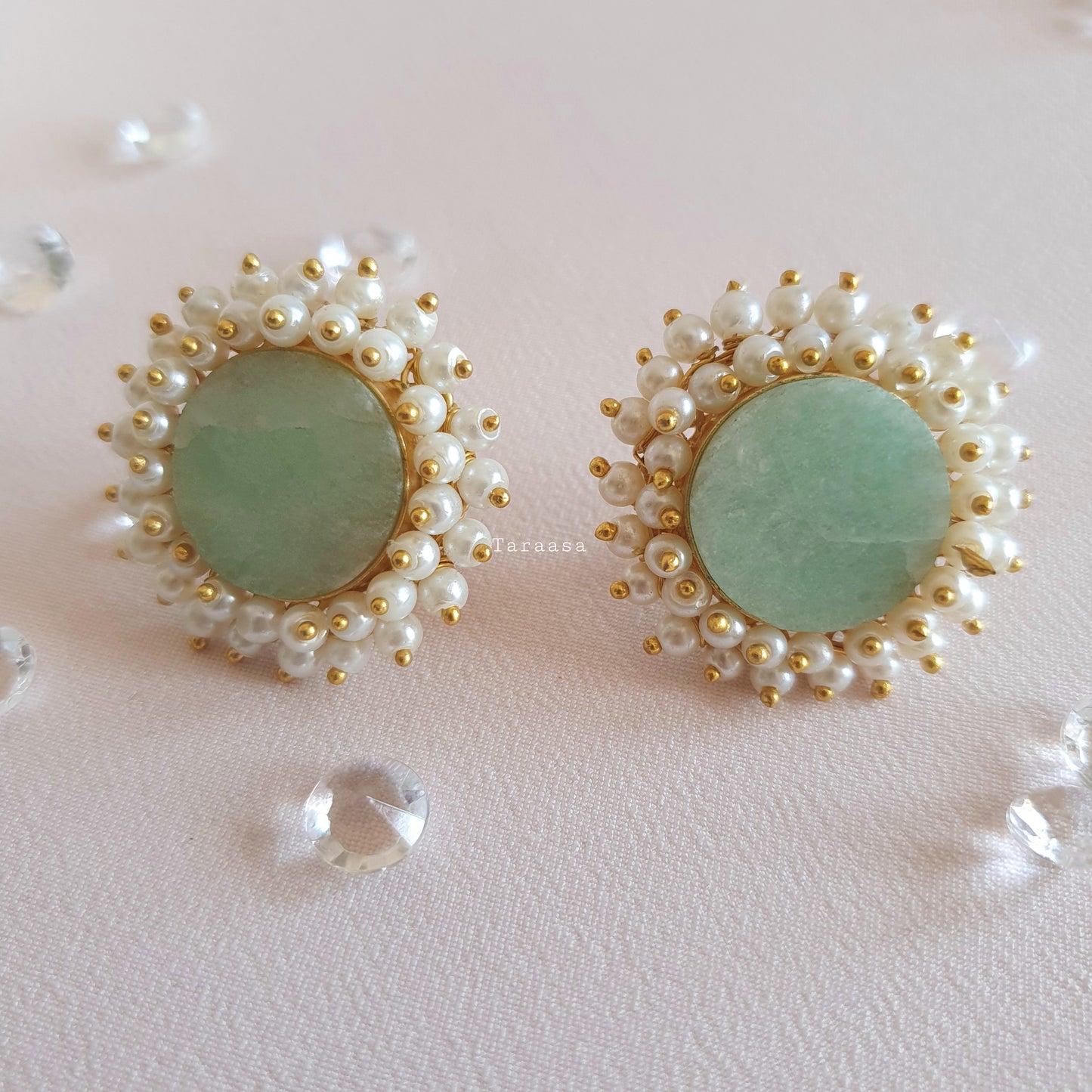 Amazonite Quartz Crystal Earrings