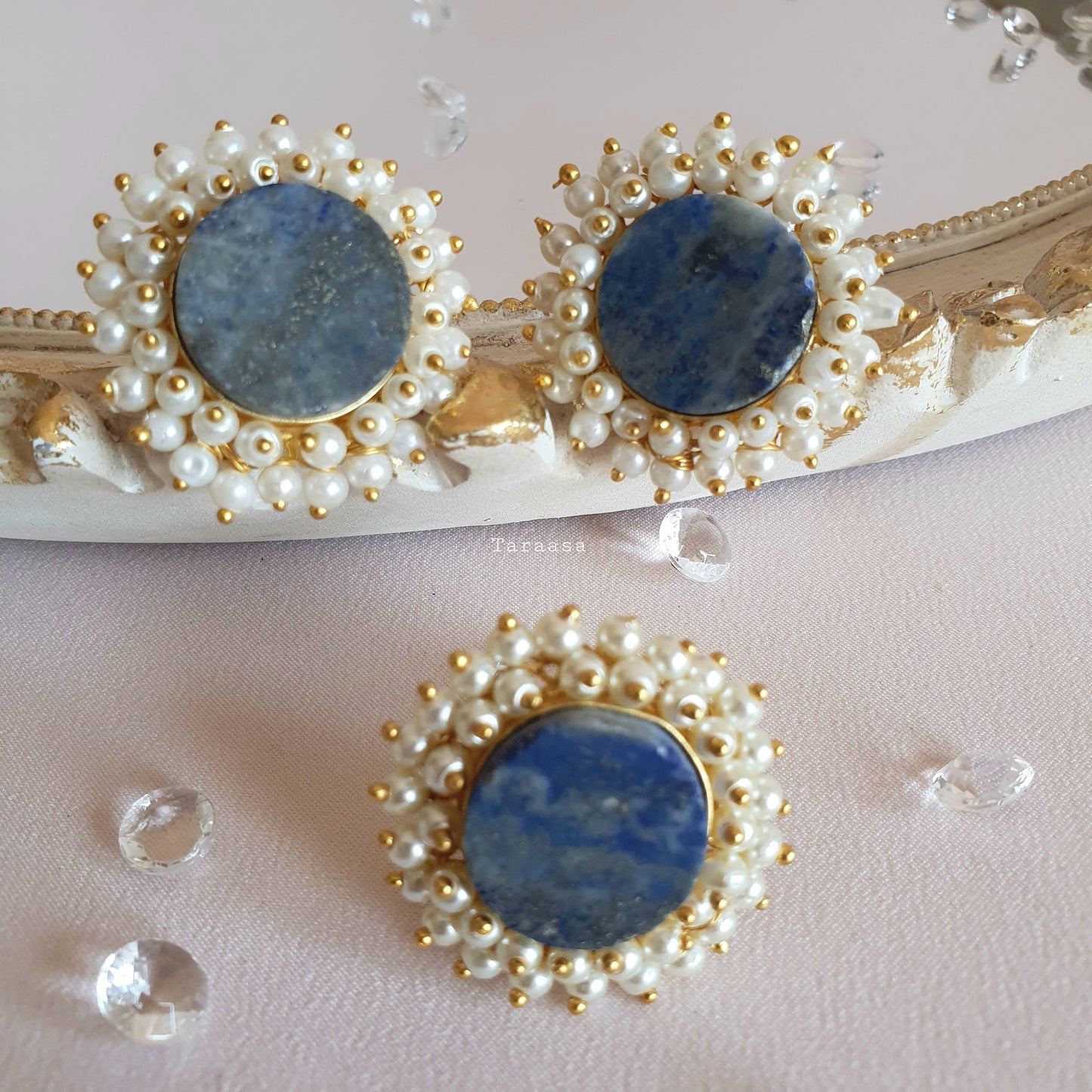 Sodalite Quartz Earring Ring Set