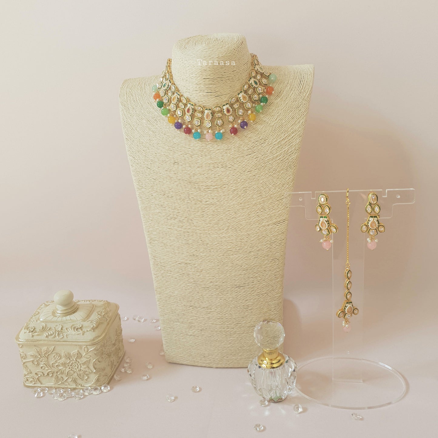 Kundan Necklace Set Multicolour