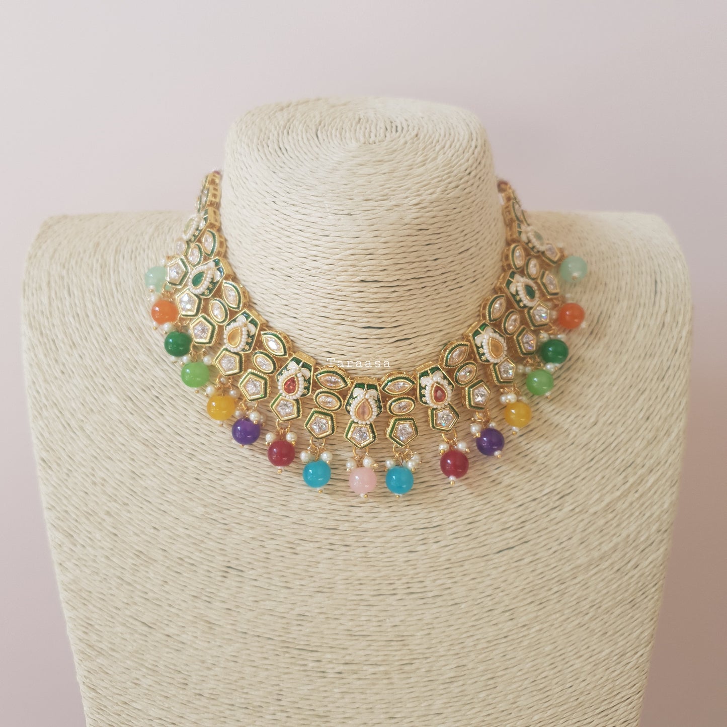 Kundan Necklace Set Multicolour