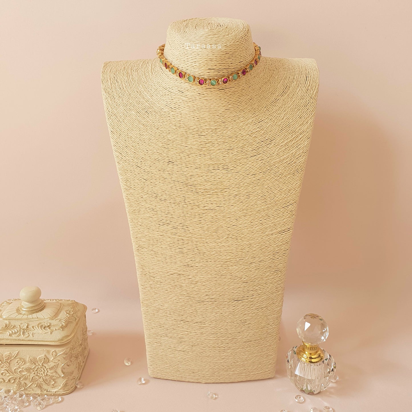 Dainty Choker Set Cerise & Turquoise