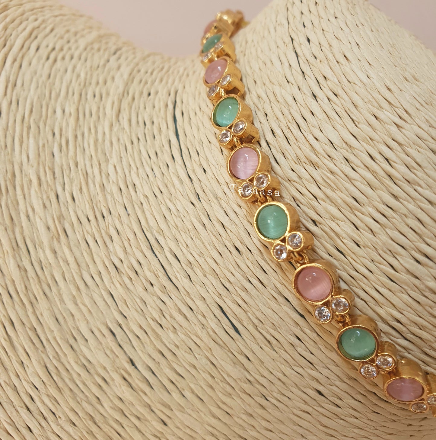 Dainty Choker Pink & Turquoise