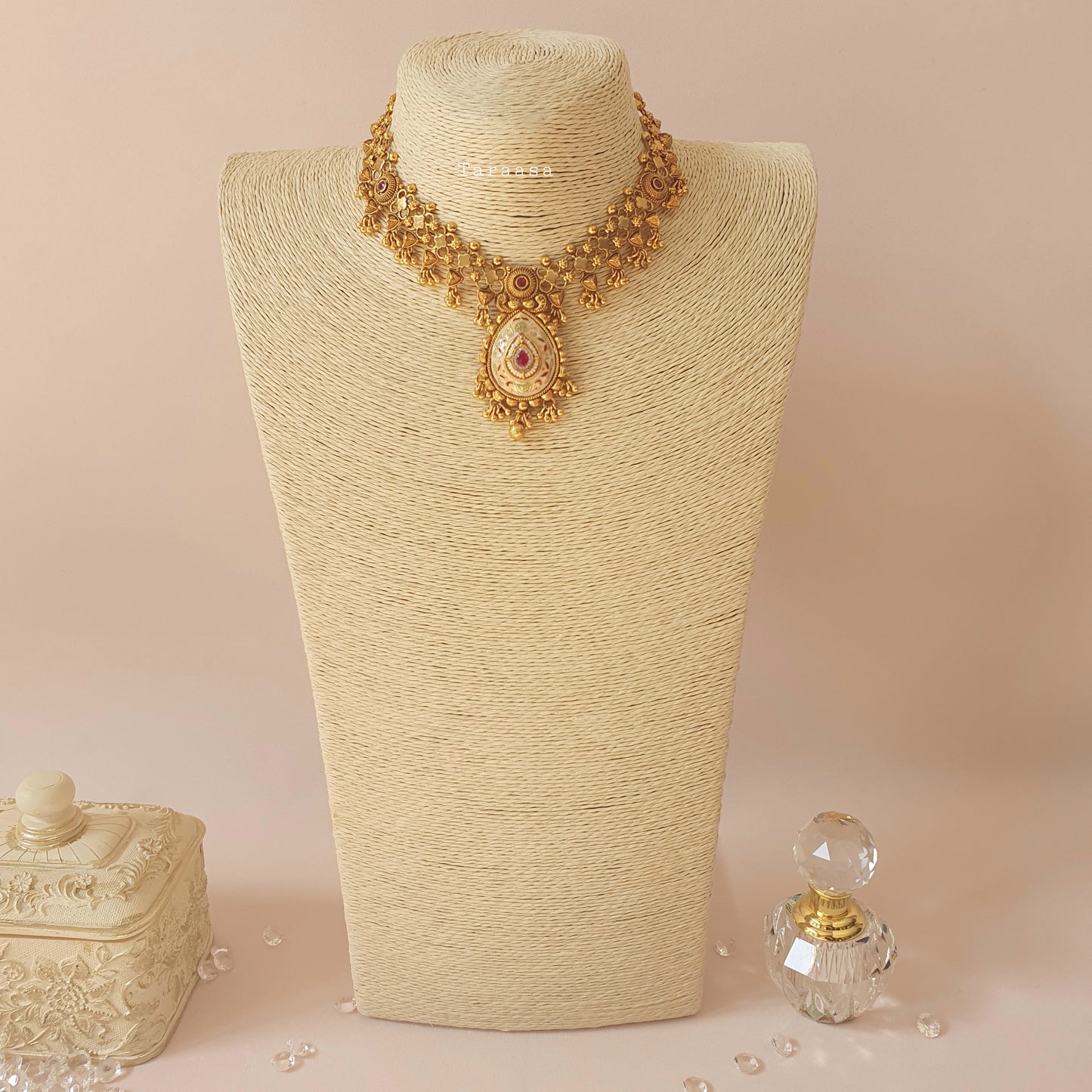Heritage Meenakari Choker Cerise