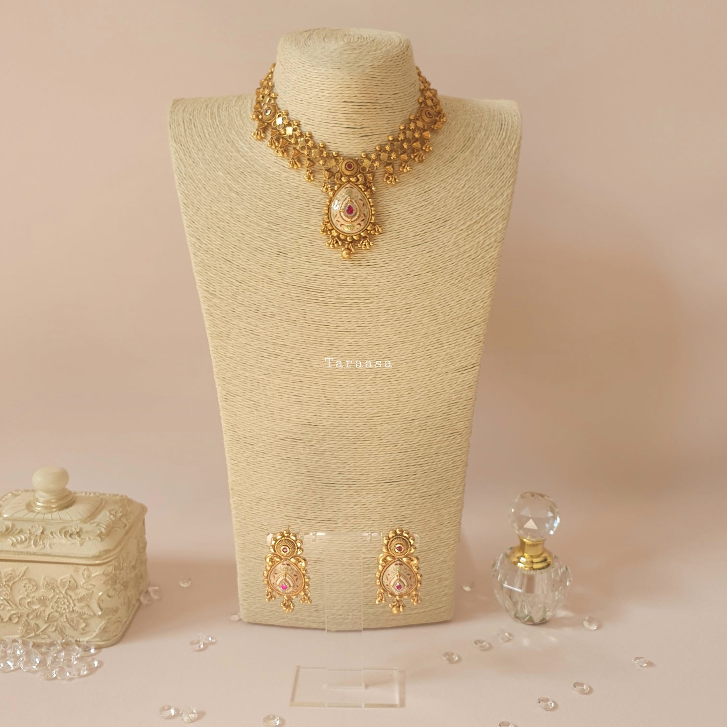 Heritage Meenakari Choker Cerise