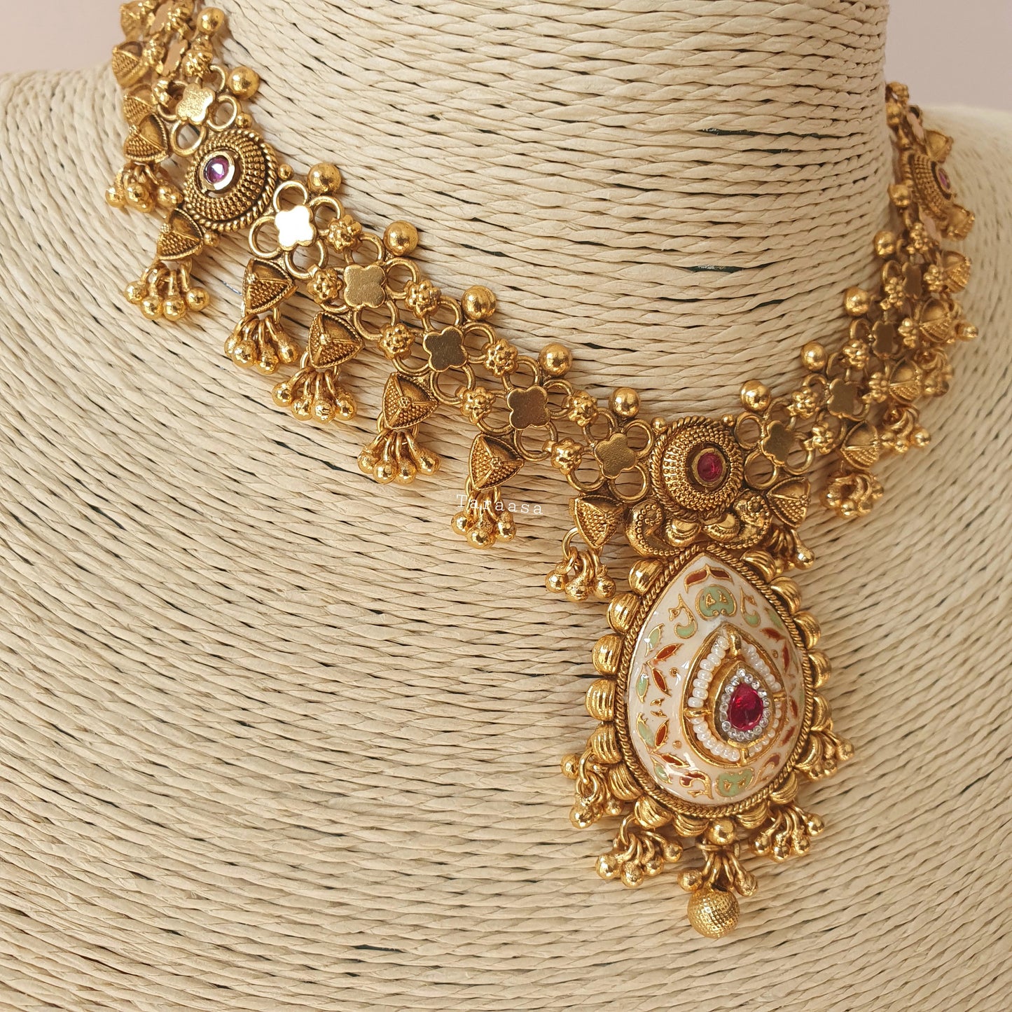 Heritage Meenakari Choker Cerise