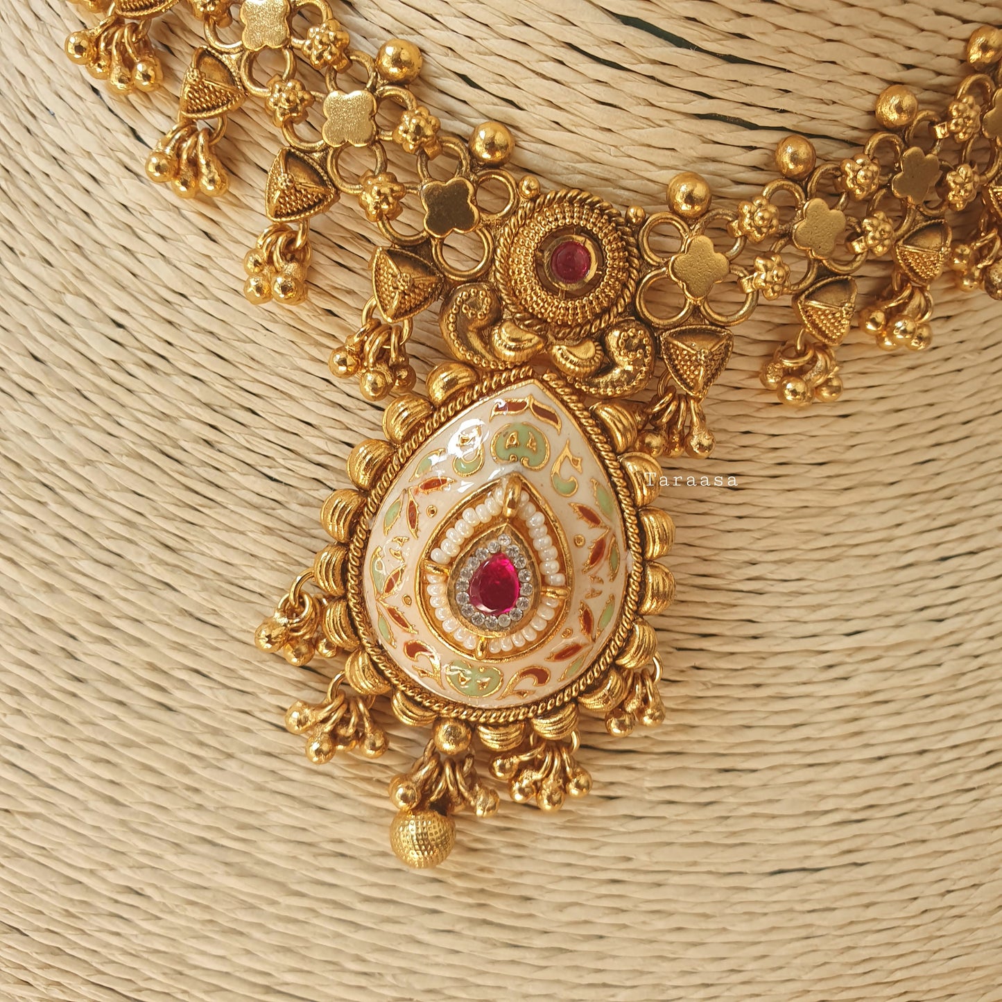 Heritage Meenakari Choker Cerise