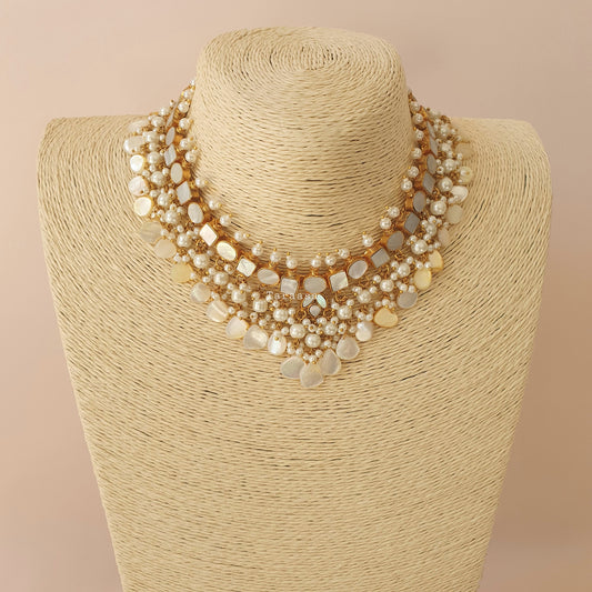 Mother of Pearl Necklace Set Flat Drops
