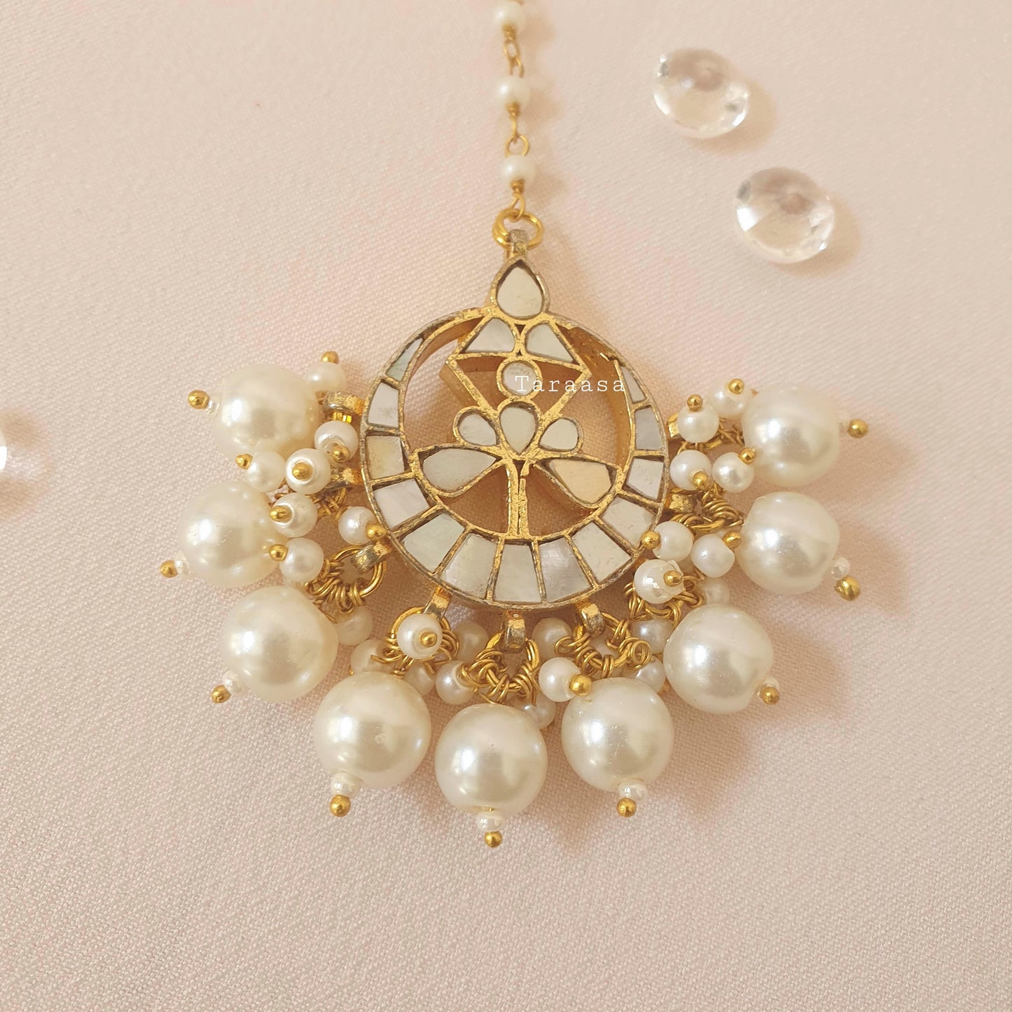 Mother of Pearl Earring & Maang Tikka Set
