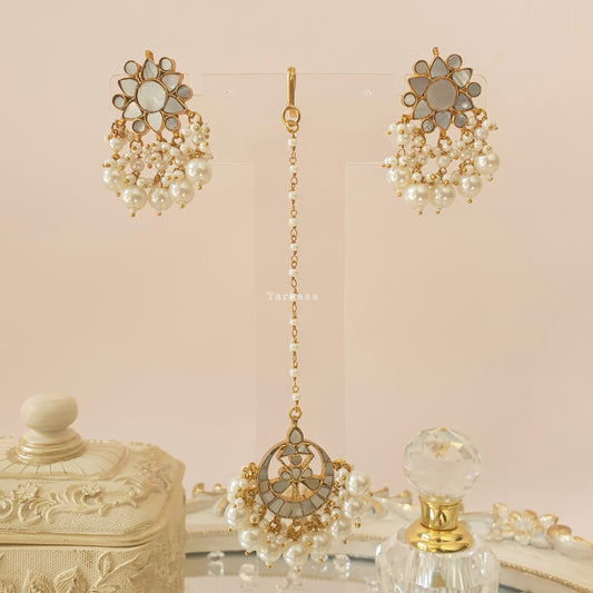 Mother of Pearl Earring & Maang Tikka Set