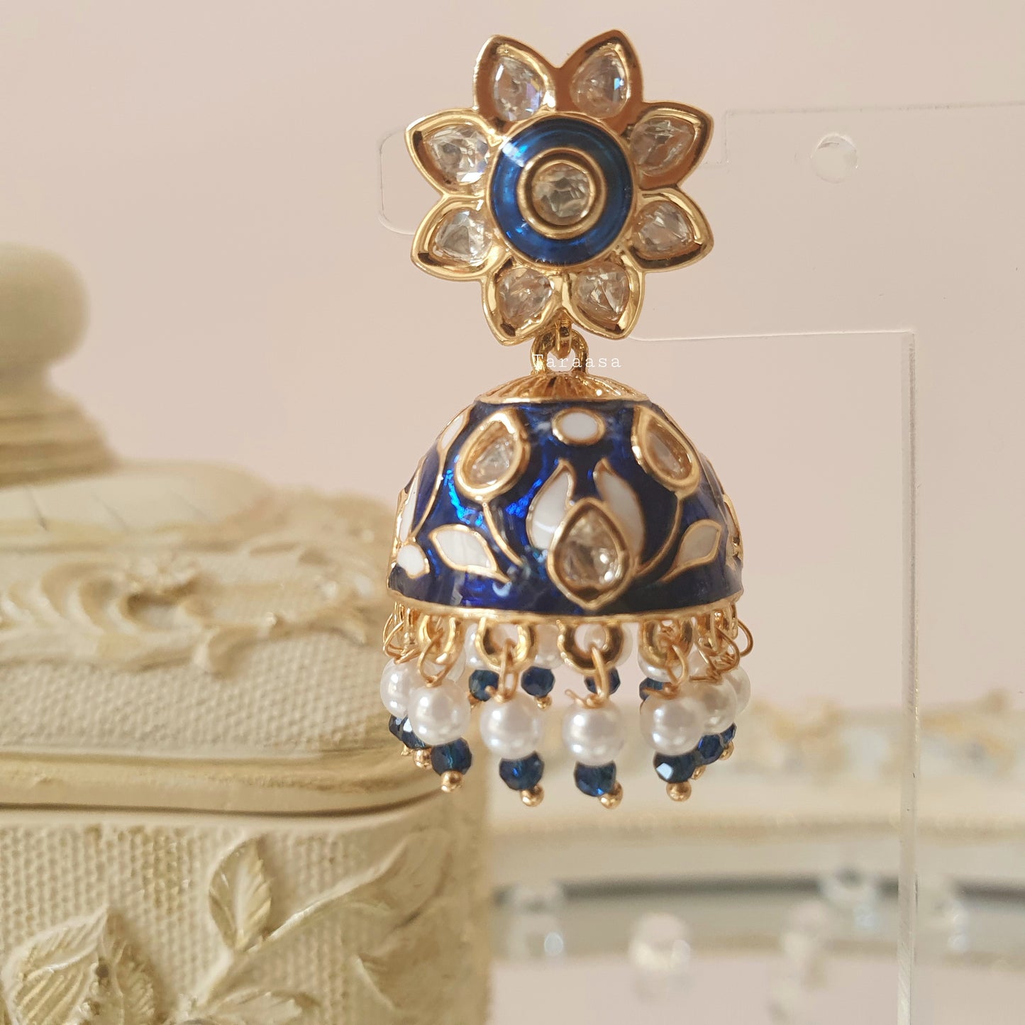 Royal Blue Meenakari Jhumki