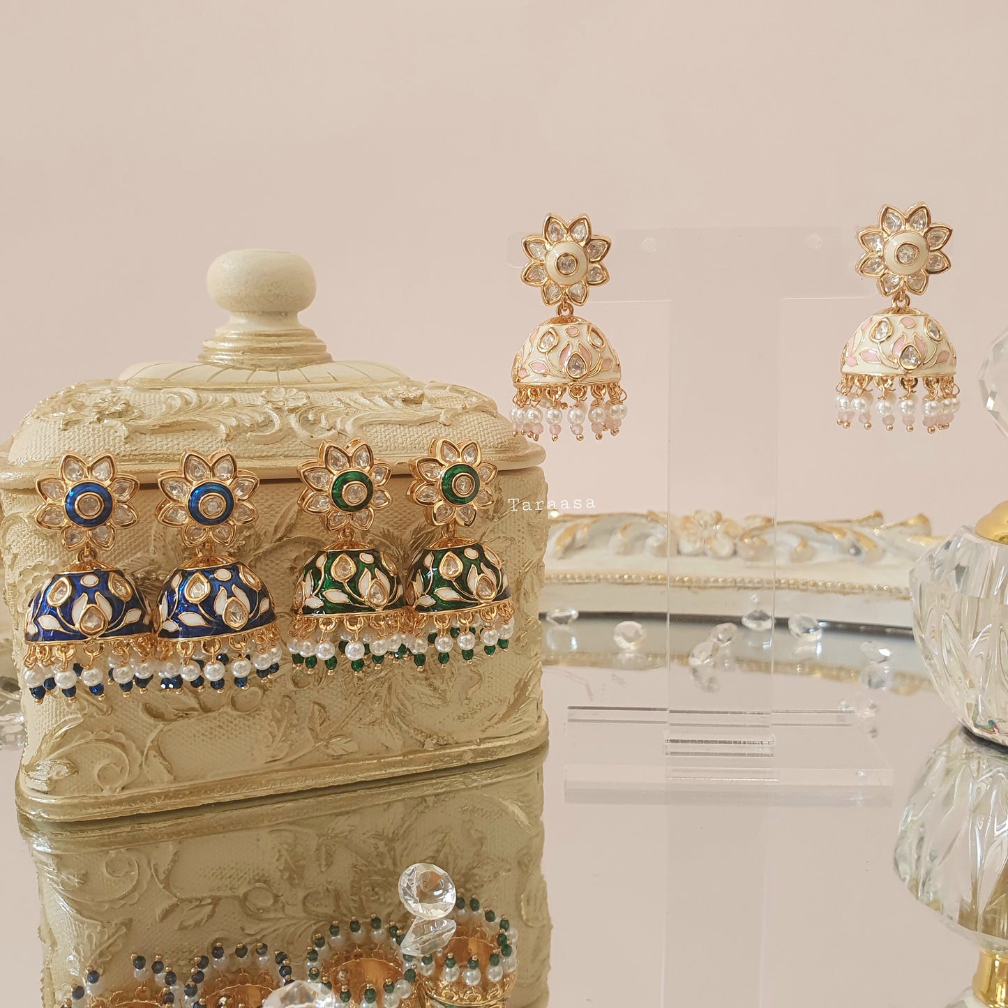 Royal Blue Meenakari Jhumki