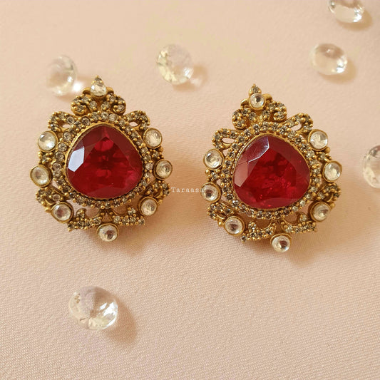 Ruby Kundan Studs