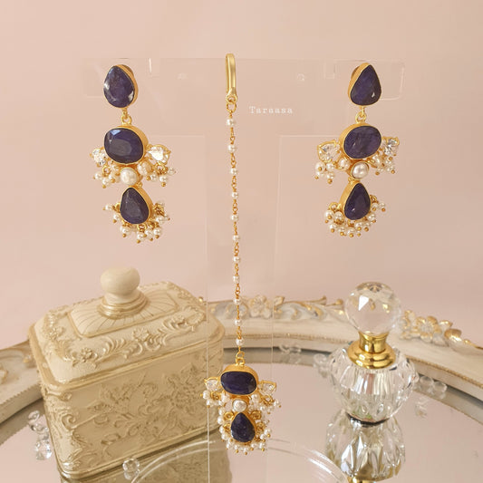 Blue Onyx Maang Tikka Set