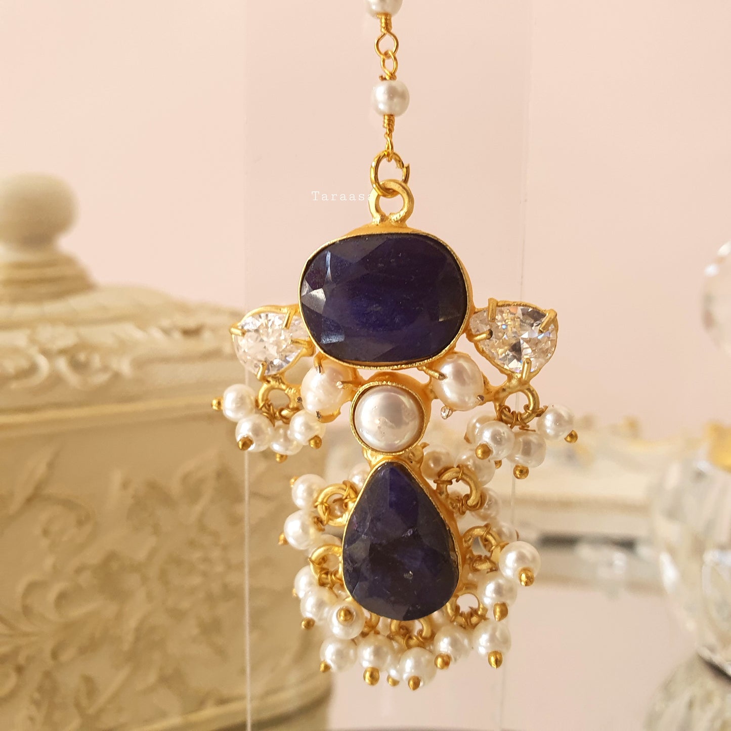 Blue Onyx Maang Tikka Set