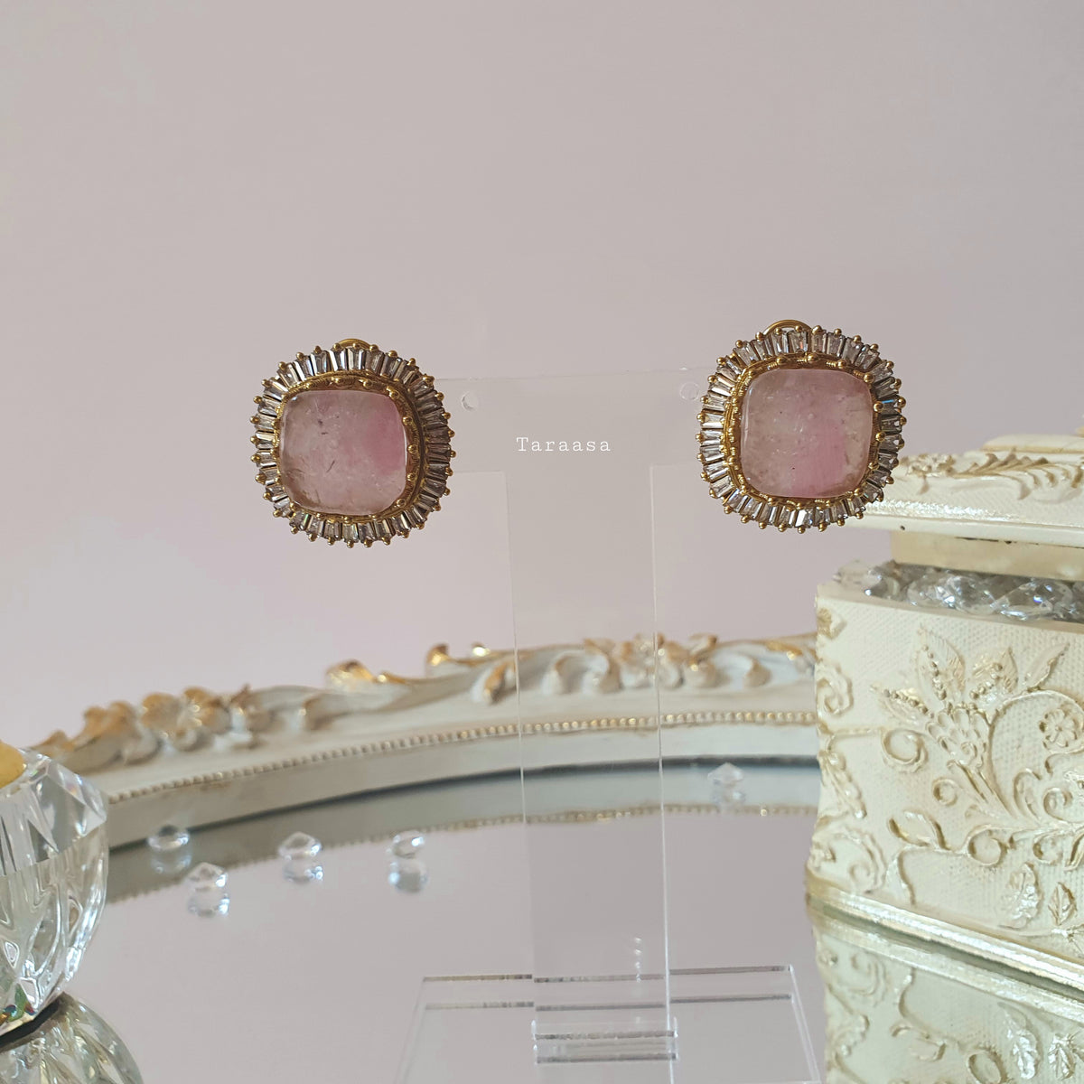 Pink Square Studs
