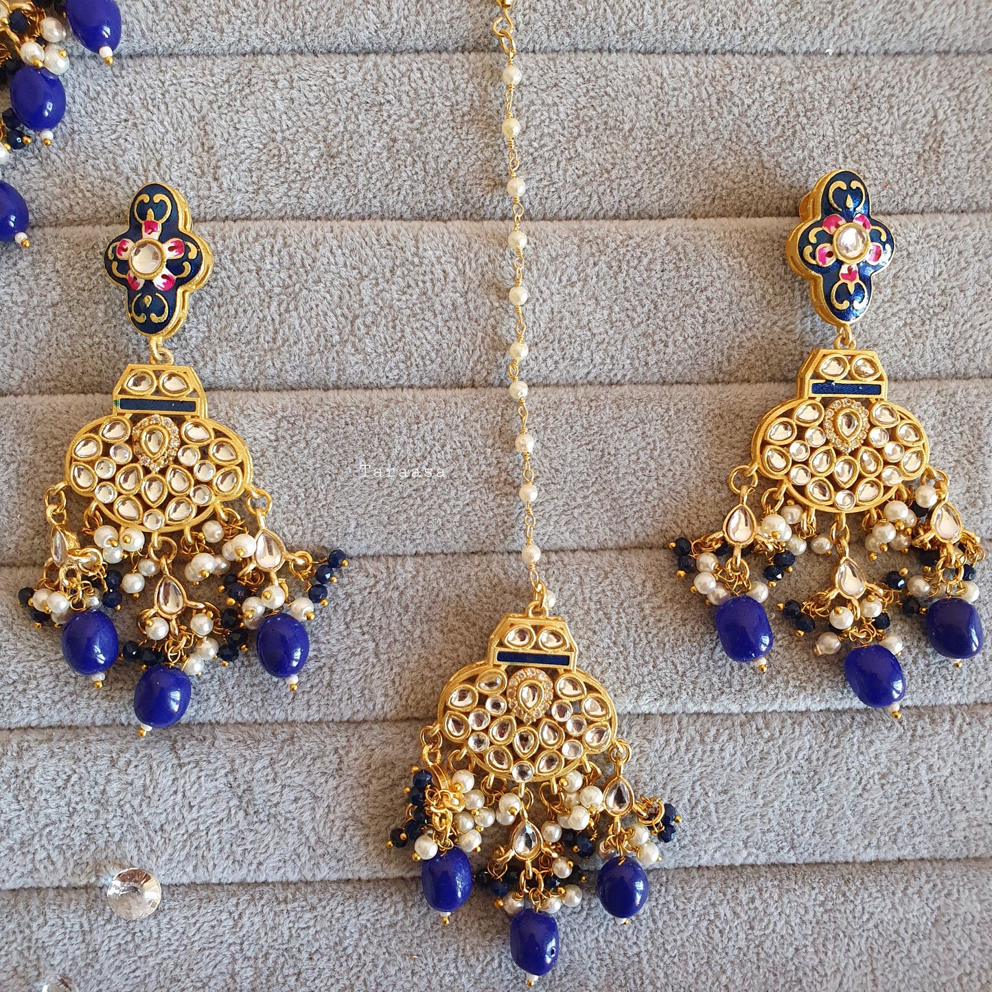 Royal Blue Meenakari and Kundan Choker