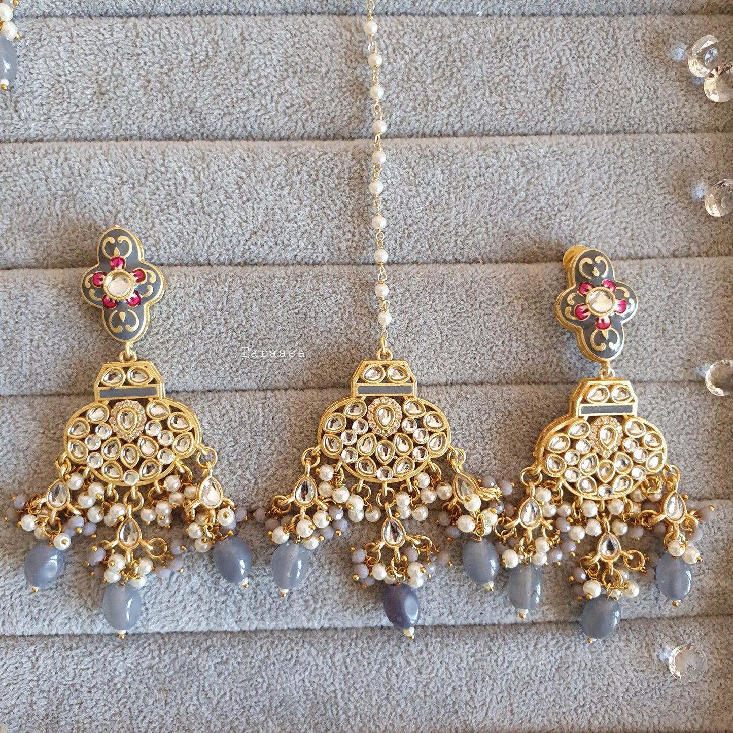 Grey Meenakari and Kundan Choker