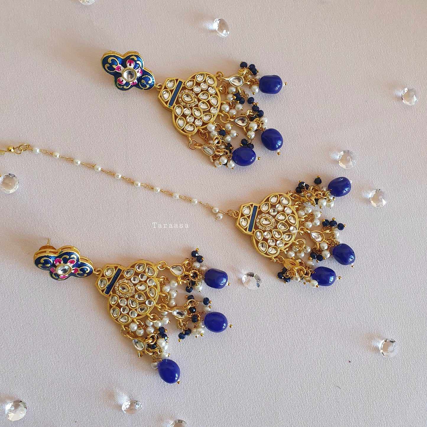 Royal Blue Meenakari and Kundan Choker