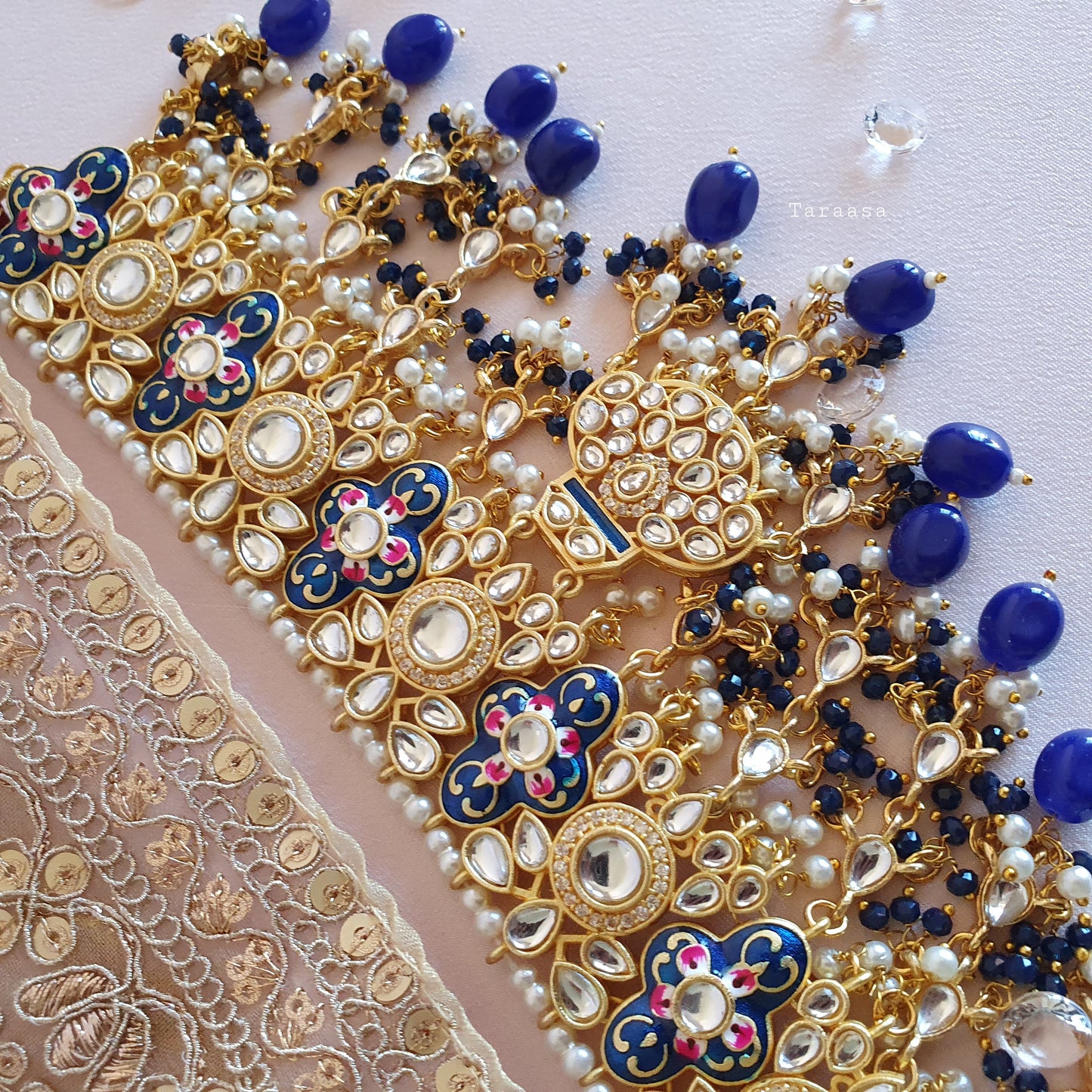 Royal Blue Meenakari and Kundan Choker
