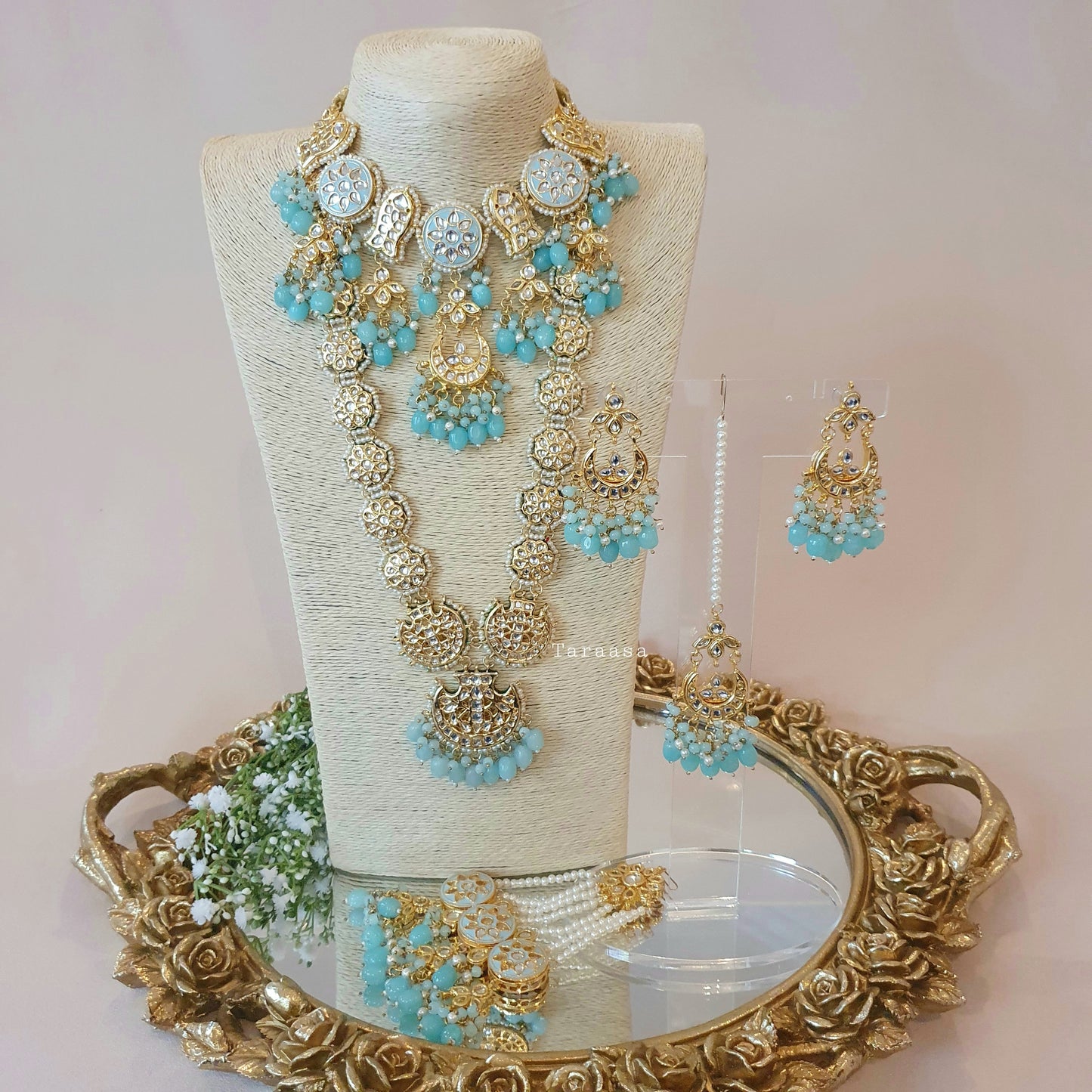 Blue Meenakari And Kundan Set
