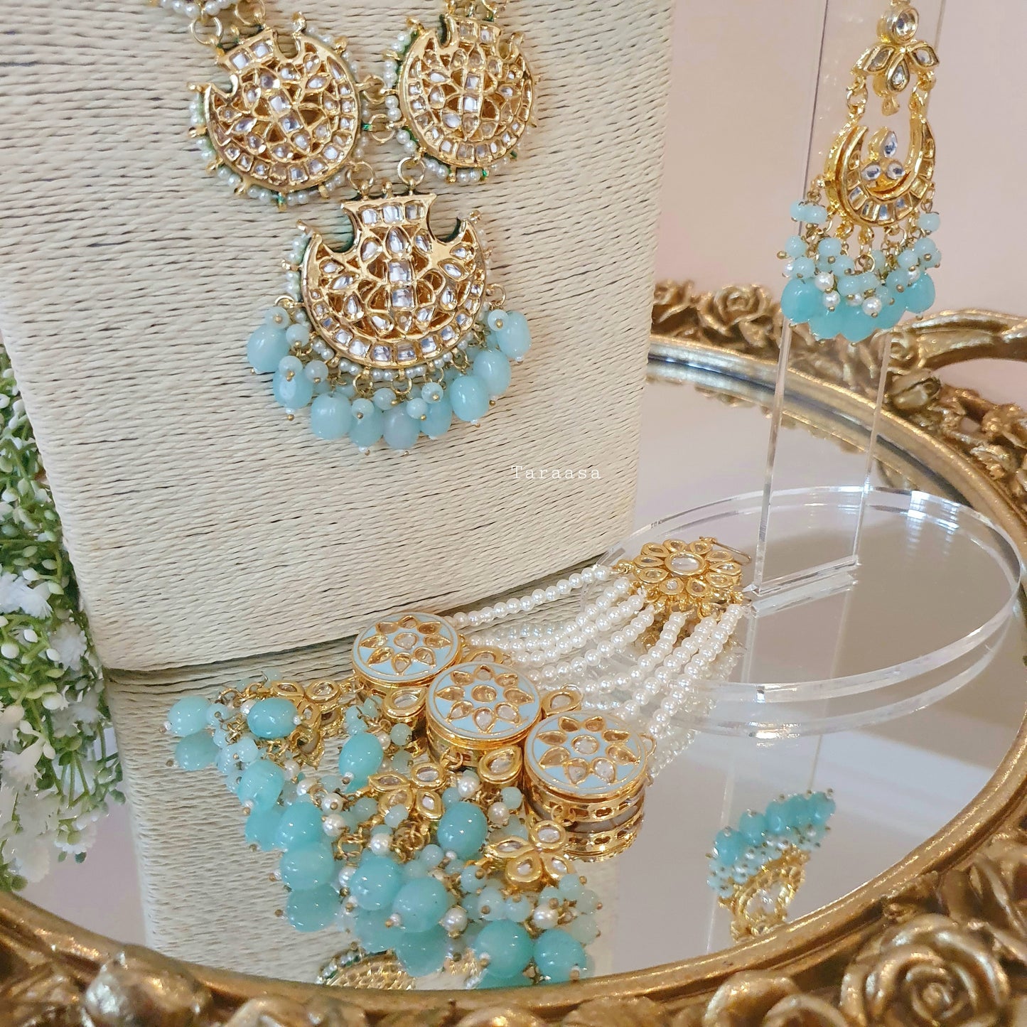 Blue Meenakari And Kundan Set
