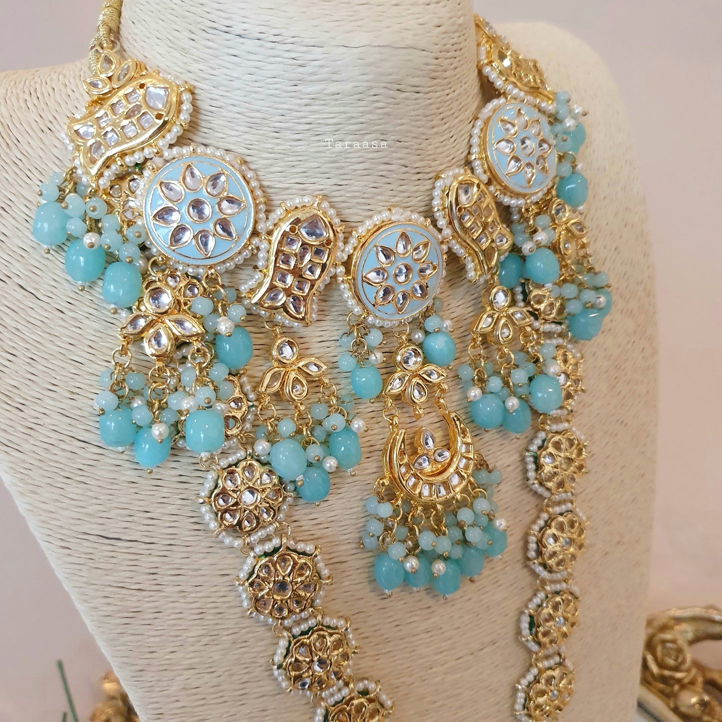Blue Meenakari And Kundan Set