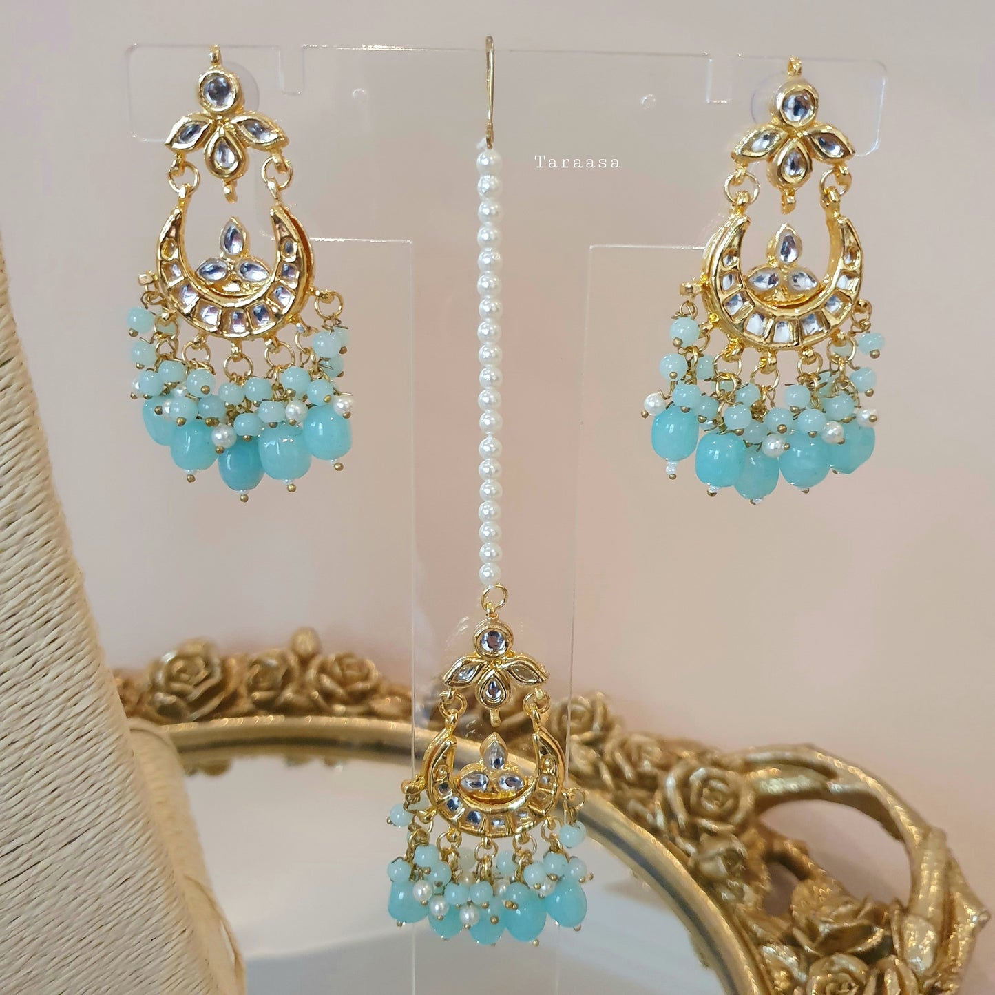 Blue Meenakari And Kundan Set