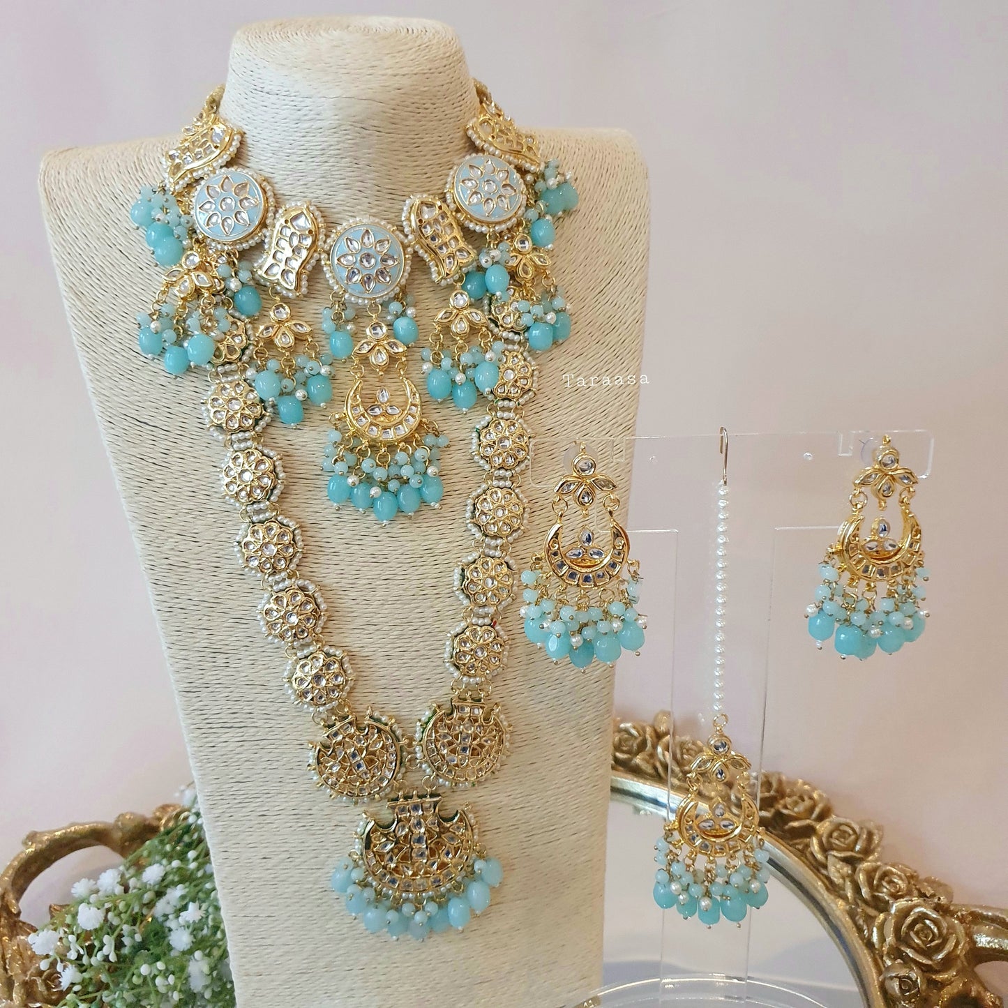 Blue Meenakari And Kundan Set