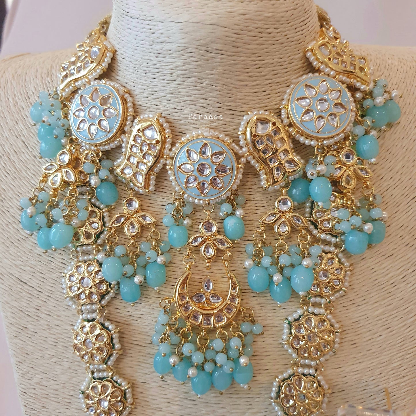 Blue Meenakari And Kundan Set