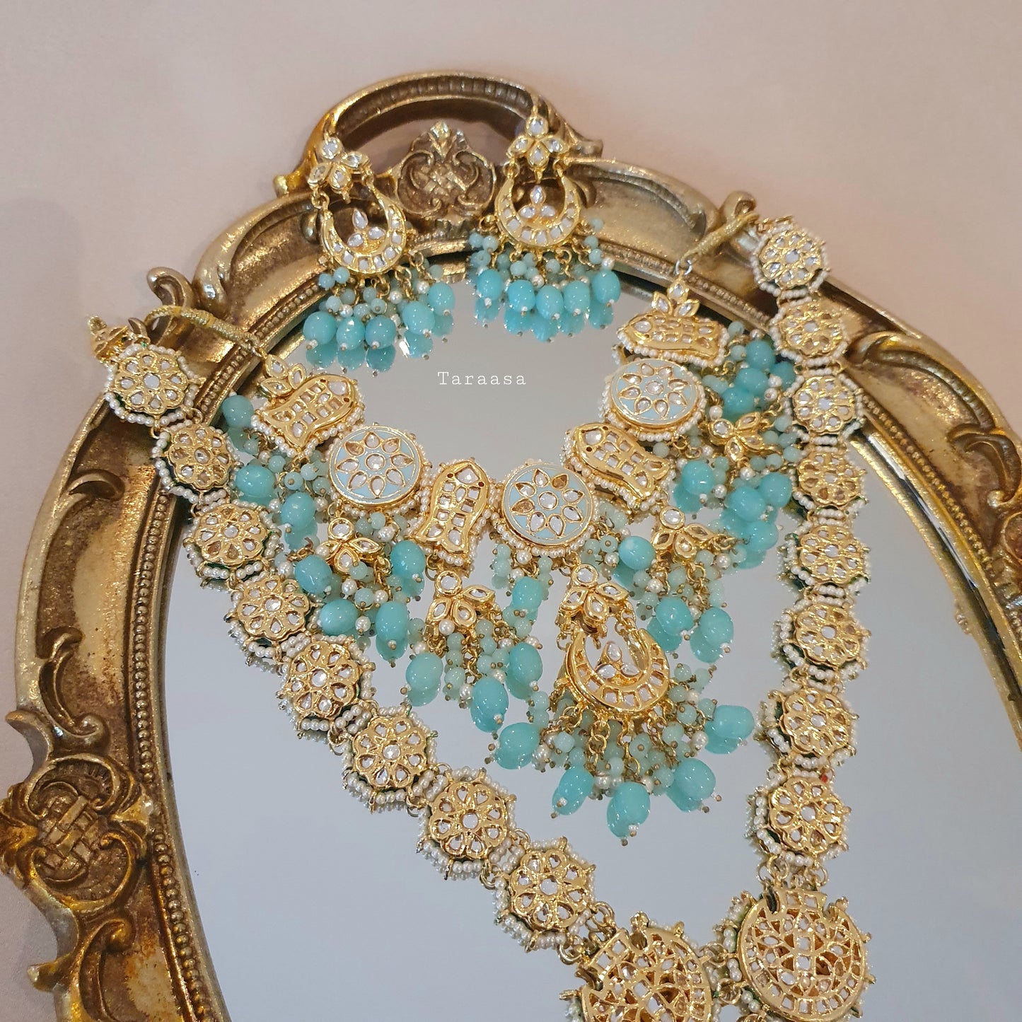 Blue Meenakari And Kundan Set