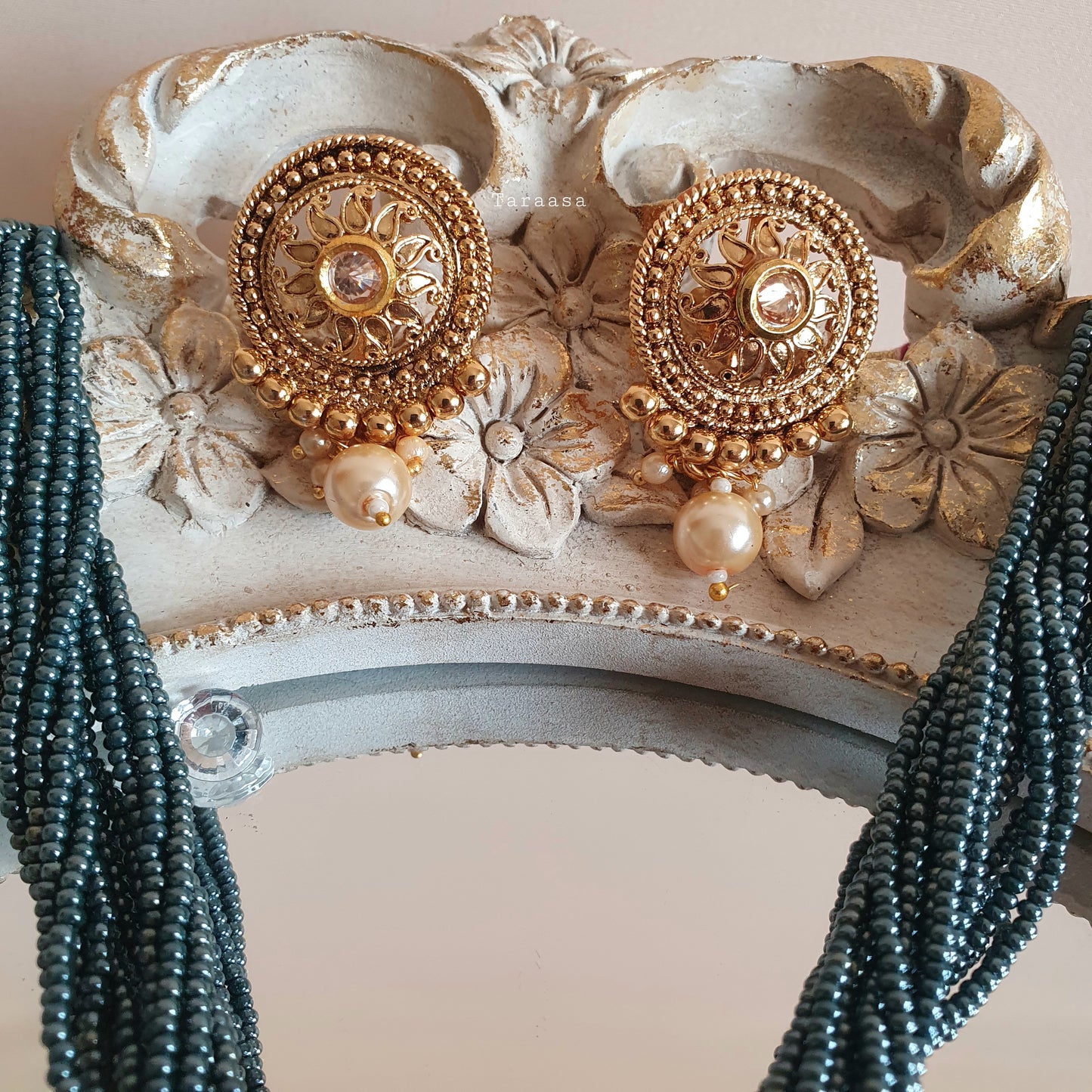 Dark Metallic Blue Traditional Necklace