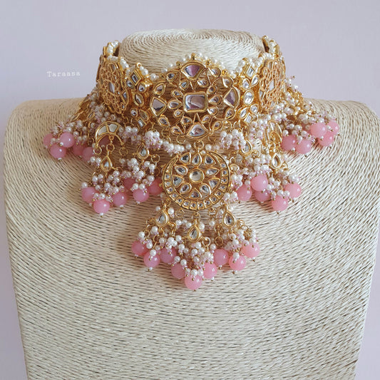 Misty Rose Pachi Kundan Choker