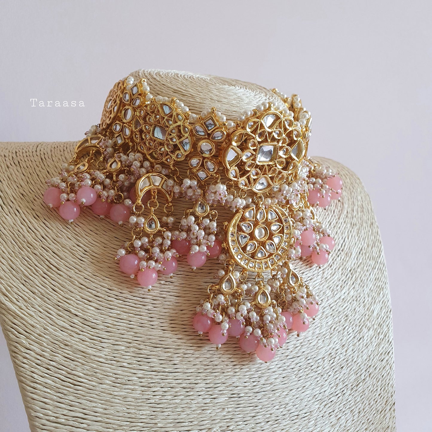 Misty Rose Pachi Kundan Choker