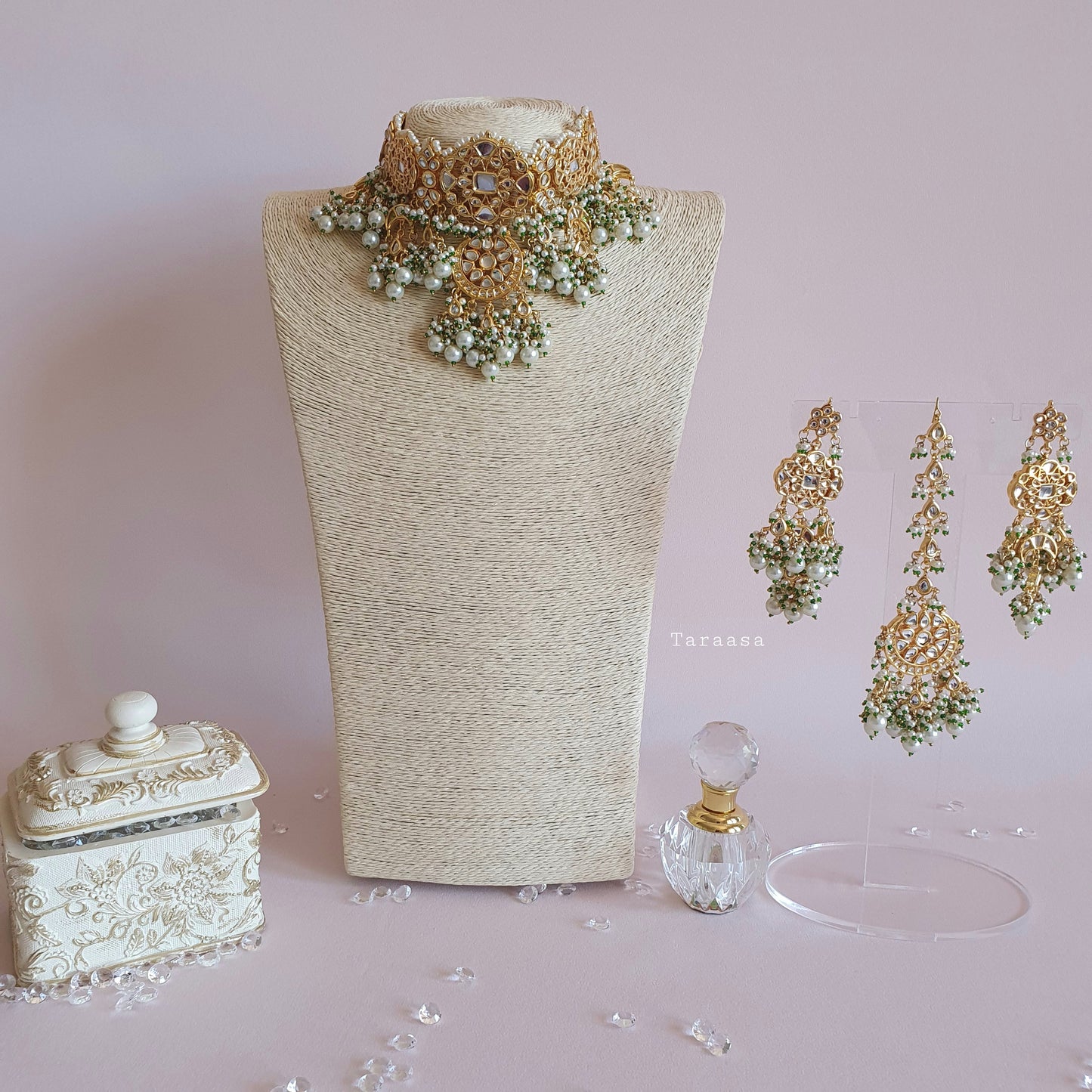 Pearl Pachi Kundan Choker