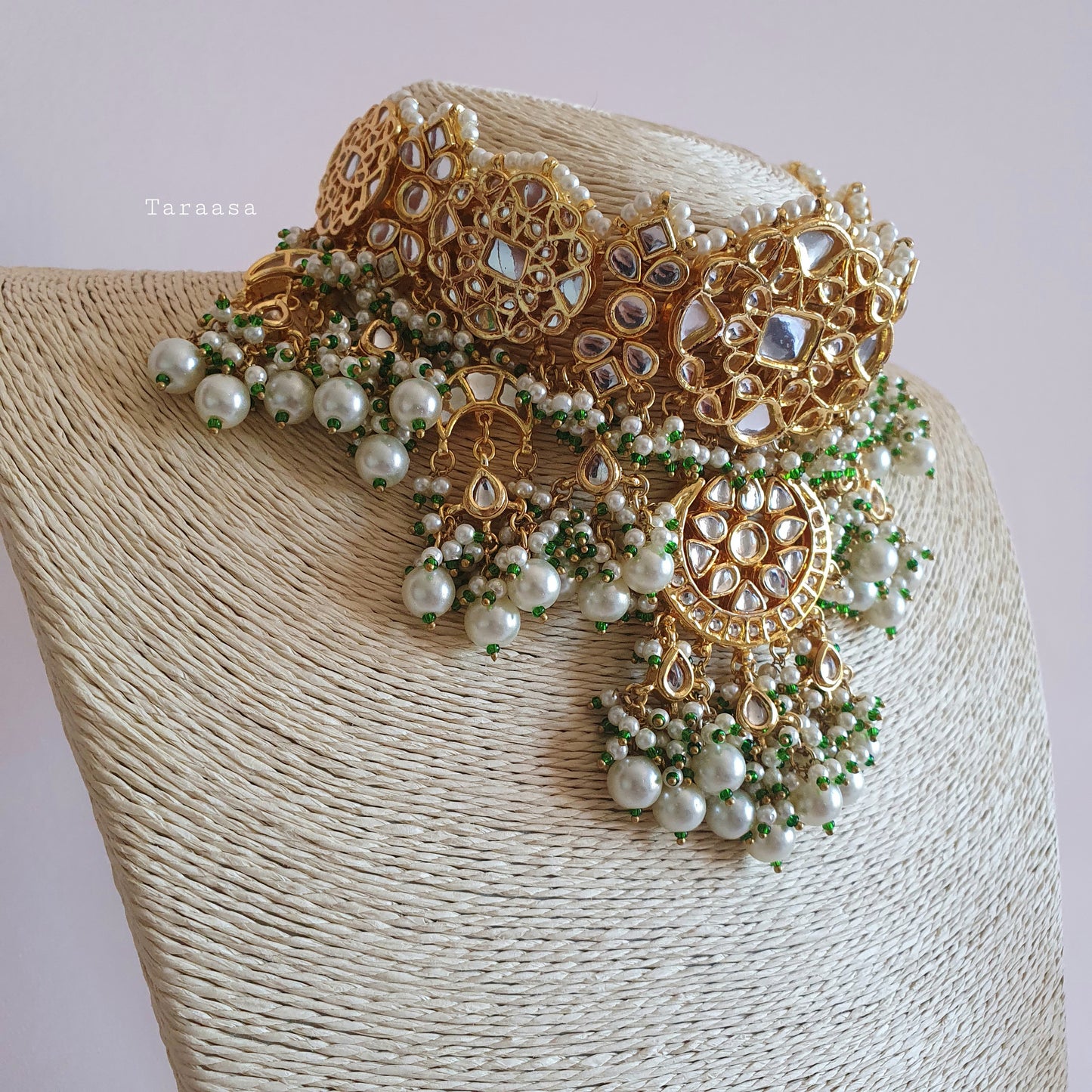 Pearl Pachi Kundan Choker