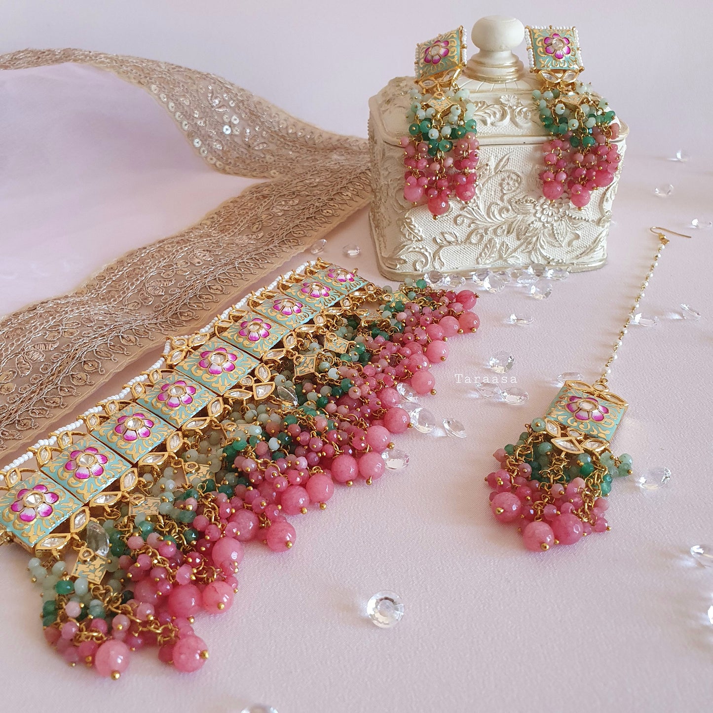 Green Luxury Meenakari Choker