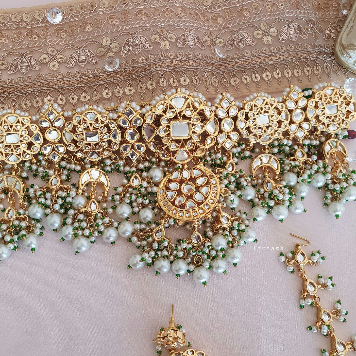 Pearl Pachi Kundan Choker