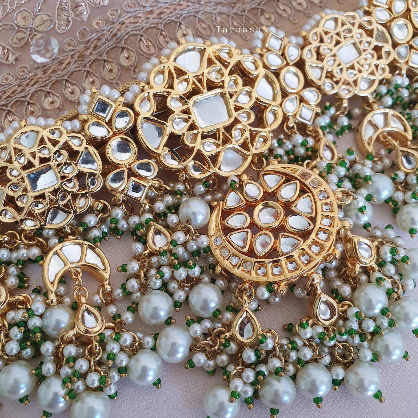 Pearl Pachi Kundan Choker