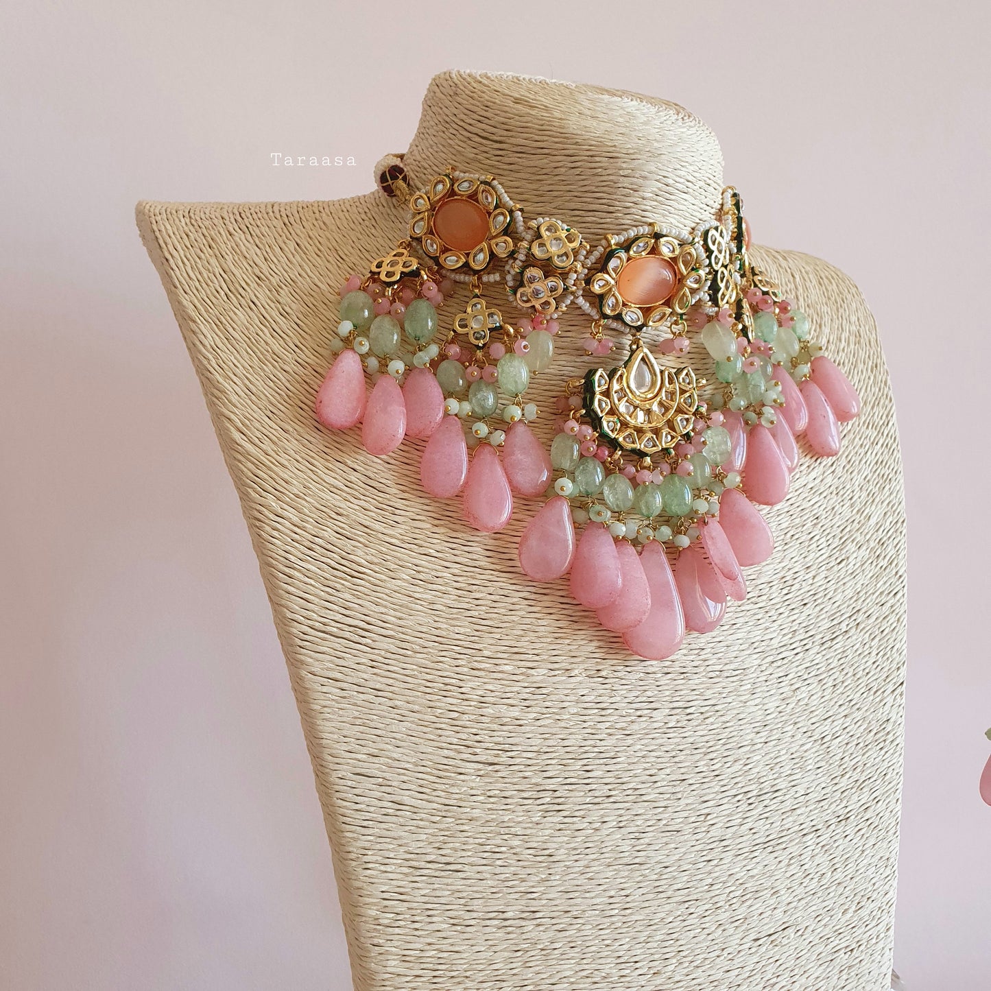 Pink Onyx Kundan Choker