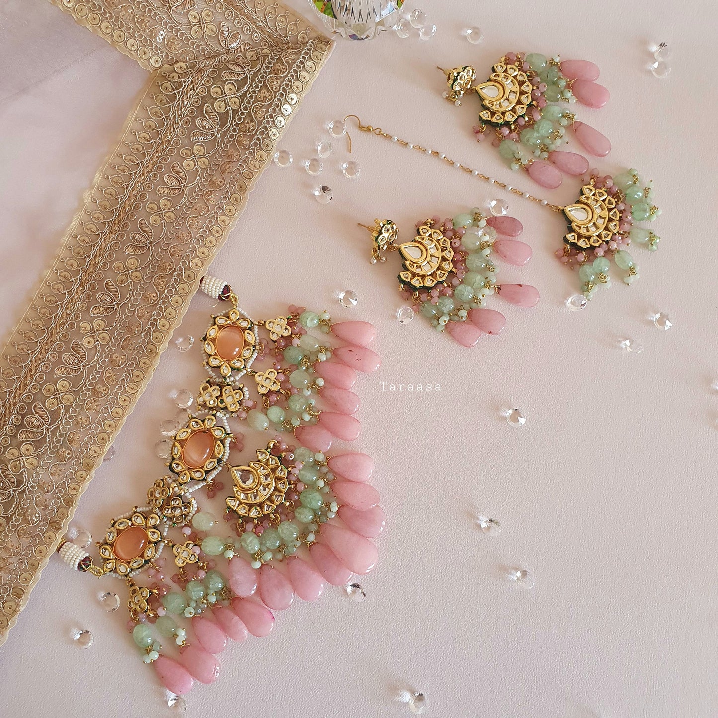 Pink Onyx Kundan Choker