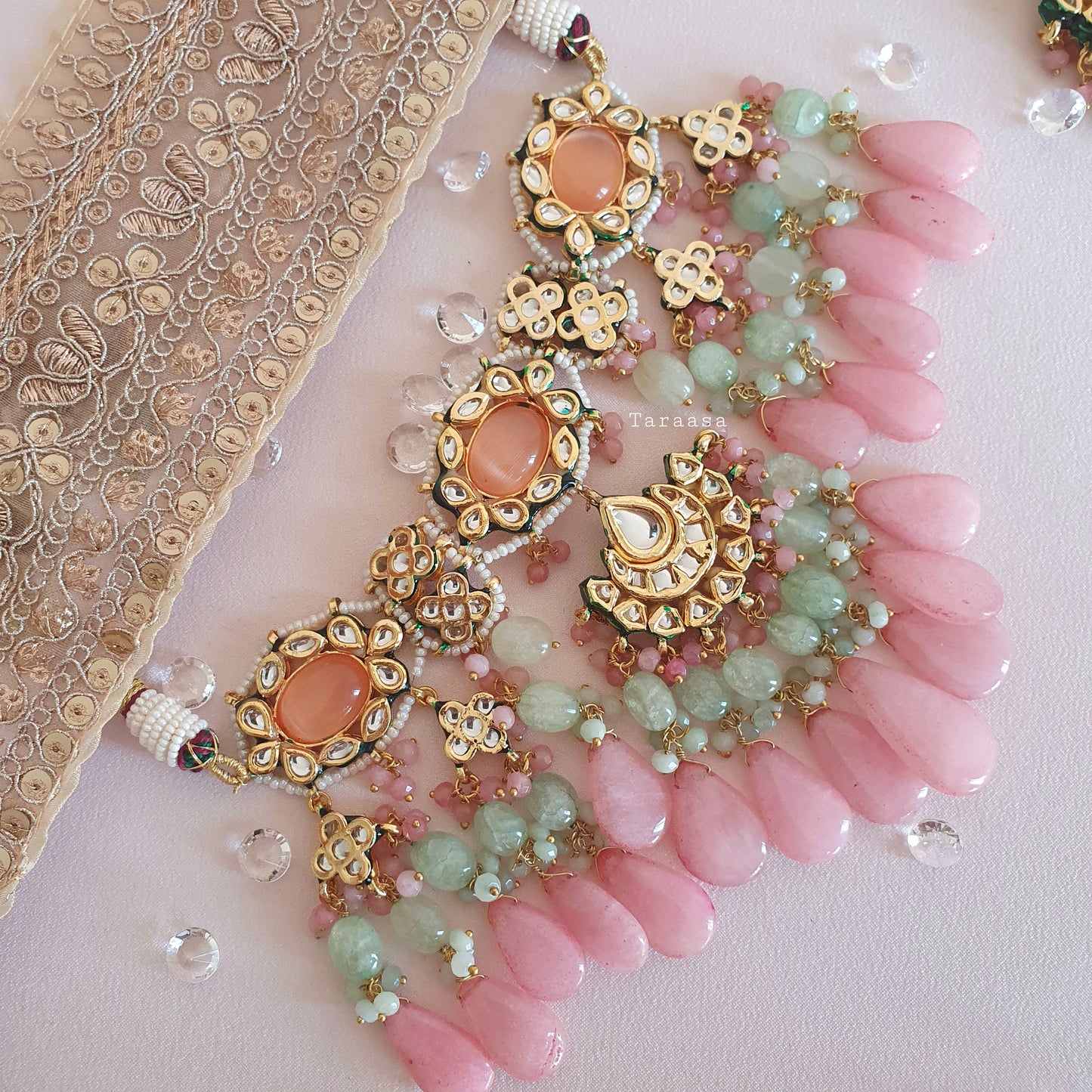 Pink Onyx Kundan Choker