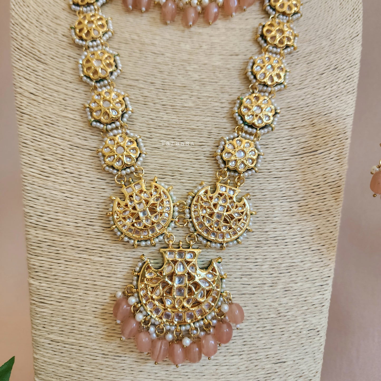 Peach Kundan Set