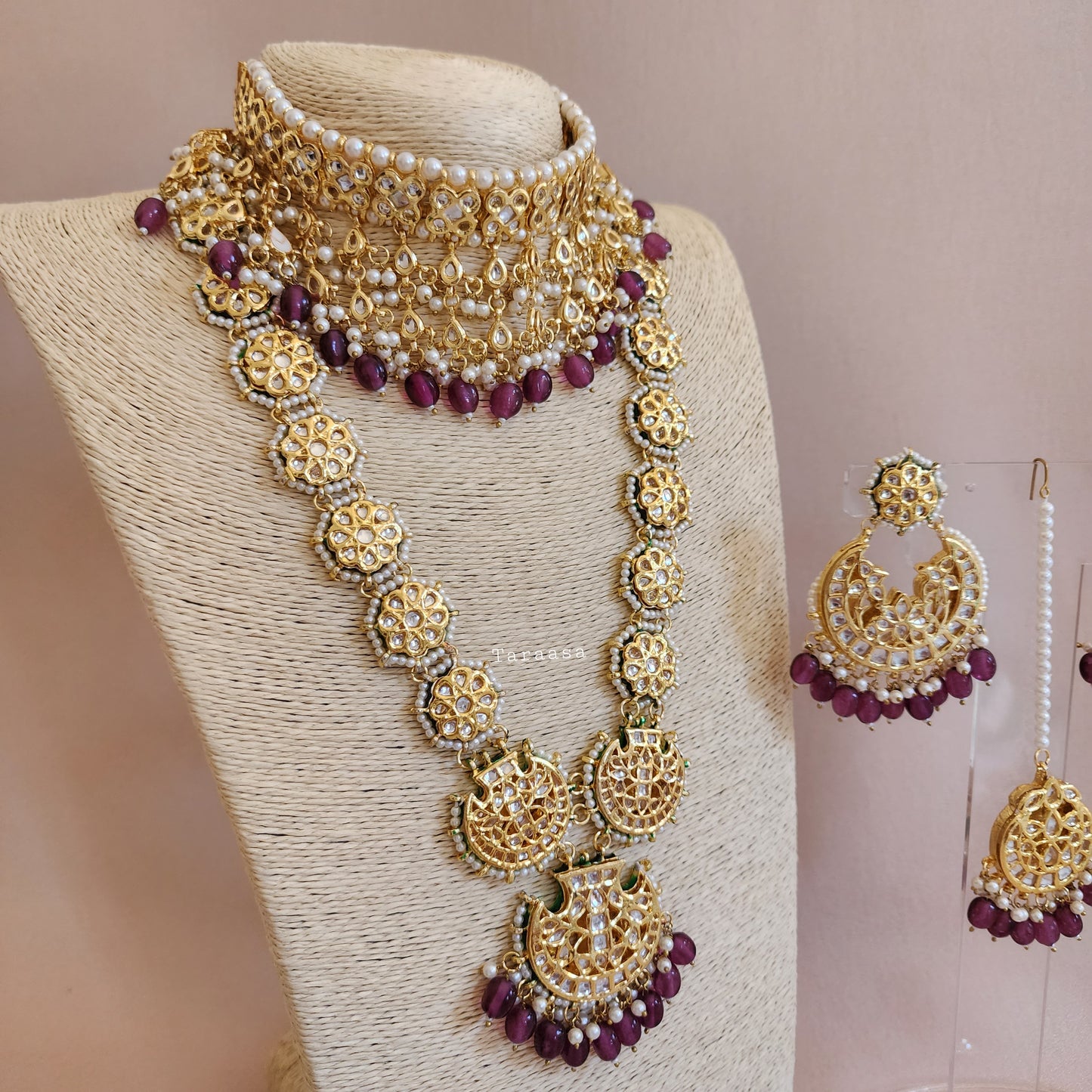 Purple Kundan Bridal Set